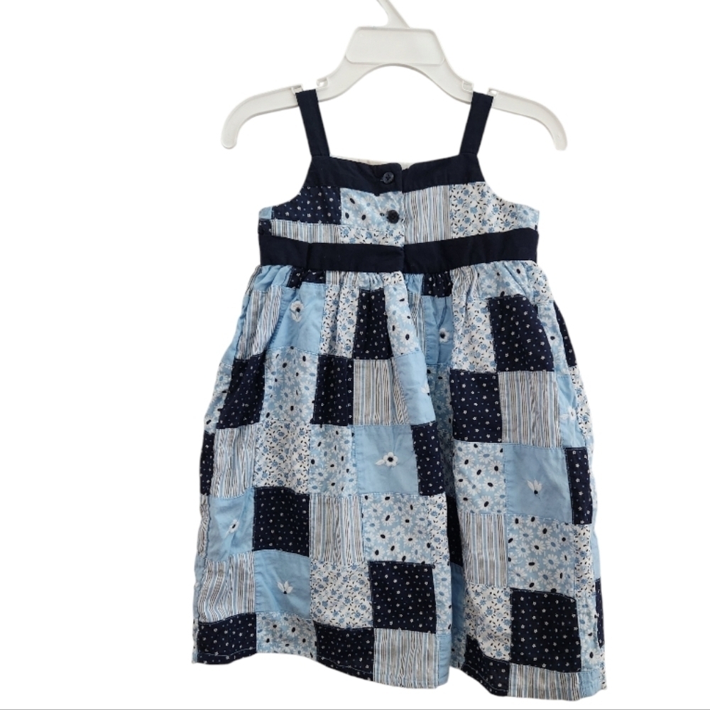 2007 Janie and Jack Toddler Girl's Blue Skies Patchwork Floral Dress 18-24 Month - Picture 8 of 13